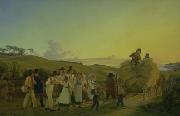 Vilhelm Hammershoi Bnder vender hjem fra marken med det sidste las korn USA oil painting artist